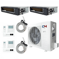 Cooper&Hunter 2-Zone Ducted Mini Split AC & Heat Pump 18000 BTU (9K+9K), Slim Duct Units, 230V - R410A