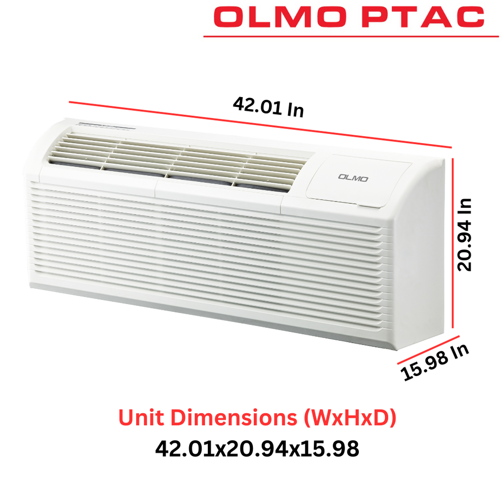 OLMO 12,000 BTU Smart PTAC Heating & Cooling AC Unit ¨C 230V Through-Wall with Remote