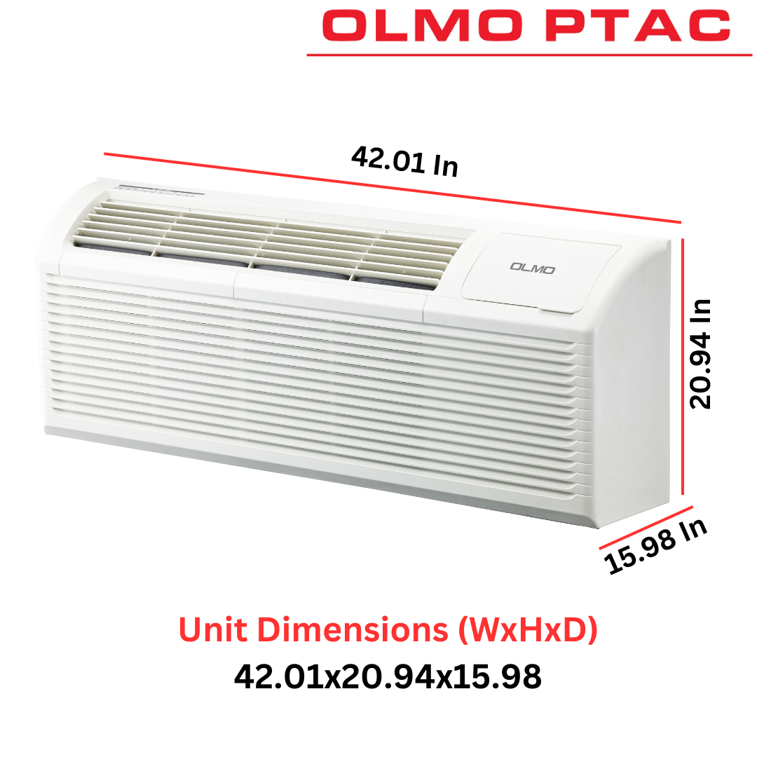 OLMO 15,000 BTU Smart PTAC Heating & Cooling AC Unit ¨C 230V Through-Wall with Remote
