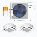 Bravo 2-Zone Ductless Mini Split AC & Heat Pump 18000 BTU (12K+12K), Ceiling Cassettes Units, 230V