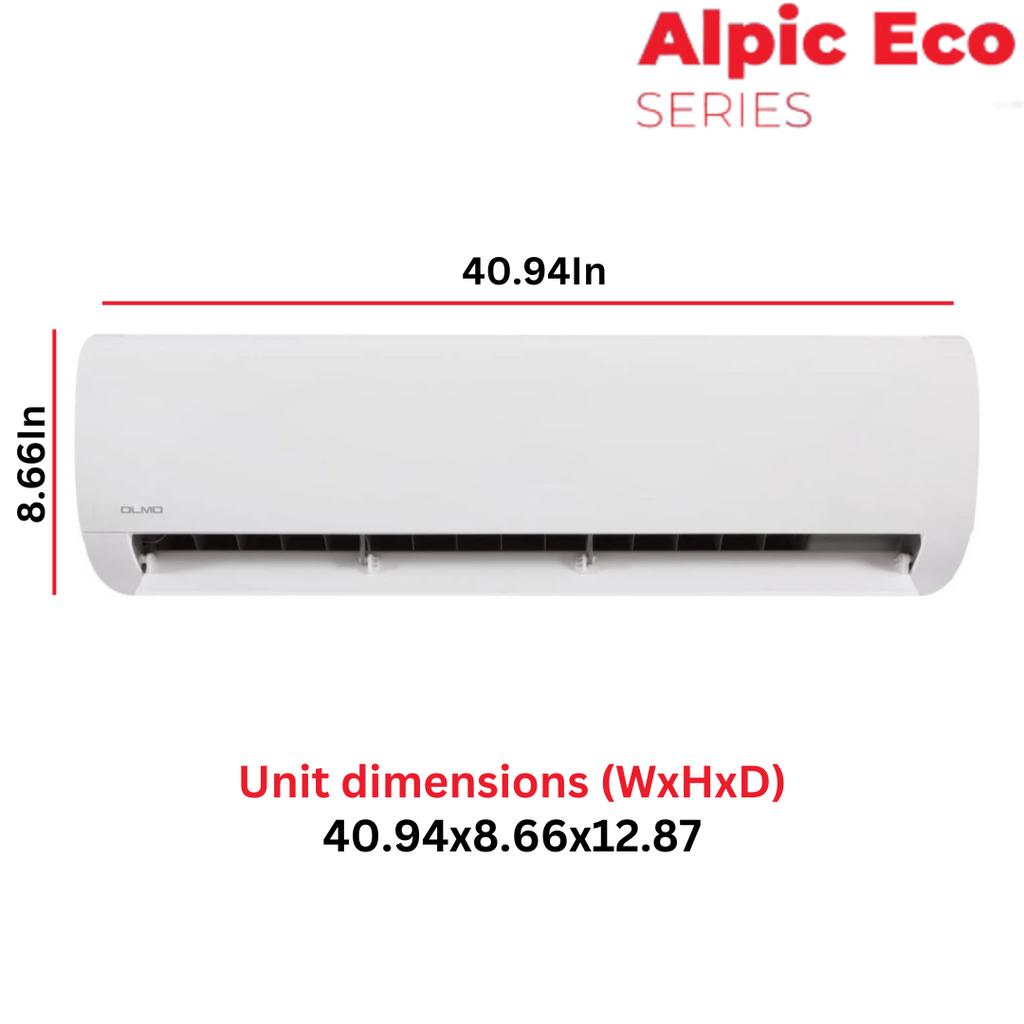 OLMO Alpic Eco Series 24,000 BTU 230V Single Zone Wall Mount Air Conditioner and Heat Pump Mini Split R410A | 230V