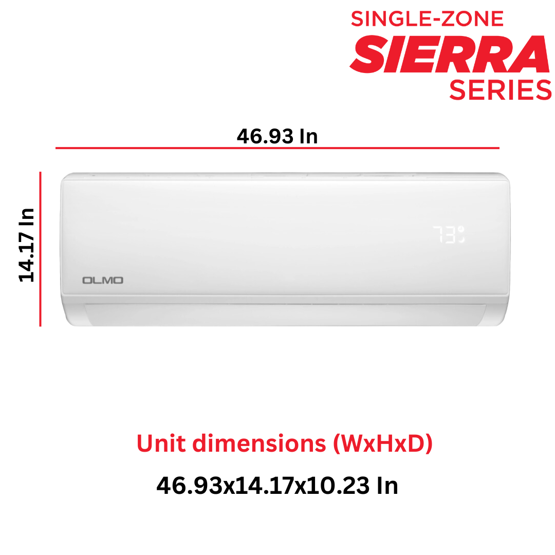 OLMO Sierra Series 36,000 BTU 230V Single Zone Wall Mount Air Conditioner and Heat Pump Mini Split with WI-FI and 16FT Installation Kit Included OS-36SRW-230VI  + OS-SR36-230VO