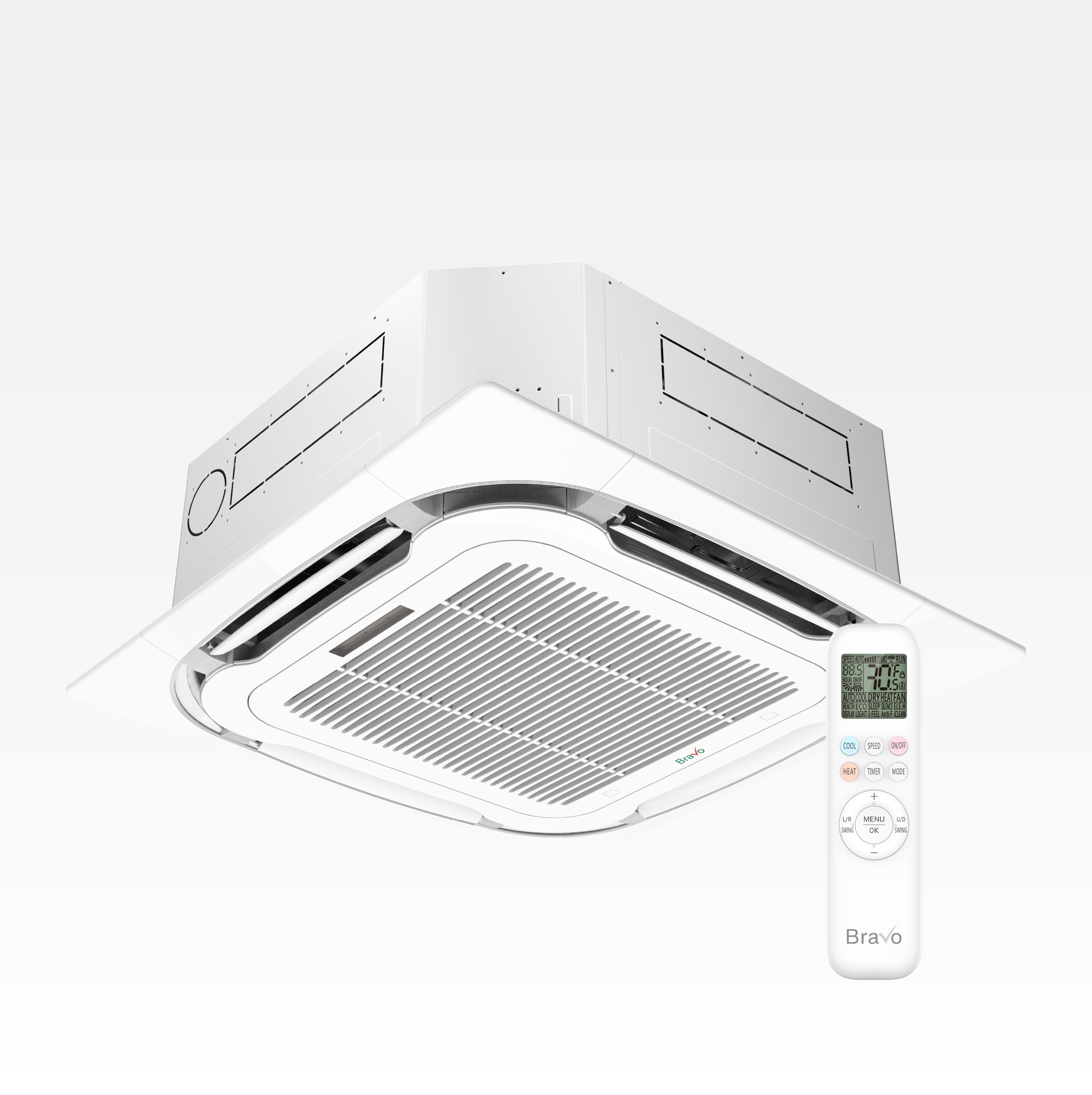 Bravo 3-Zone Ductless Mini Split AC & Heat Pump 36000 BTU (9K+12K+18K), Ceiling Cassettes Units, 230V