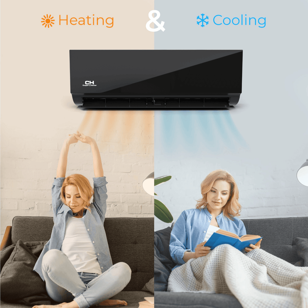 Cooper&Hunter Olivia Midnight 2-Zone Ductless Mini Split AC & Heat Pump 18000 BTU (6K+6K), Wall Mount Units, 230V - R410A