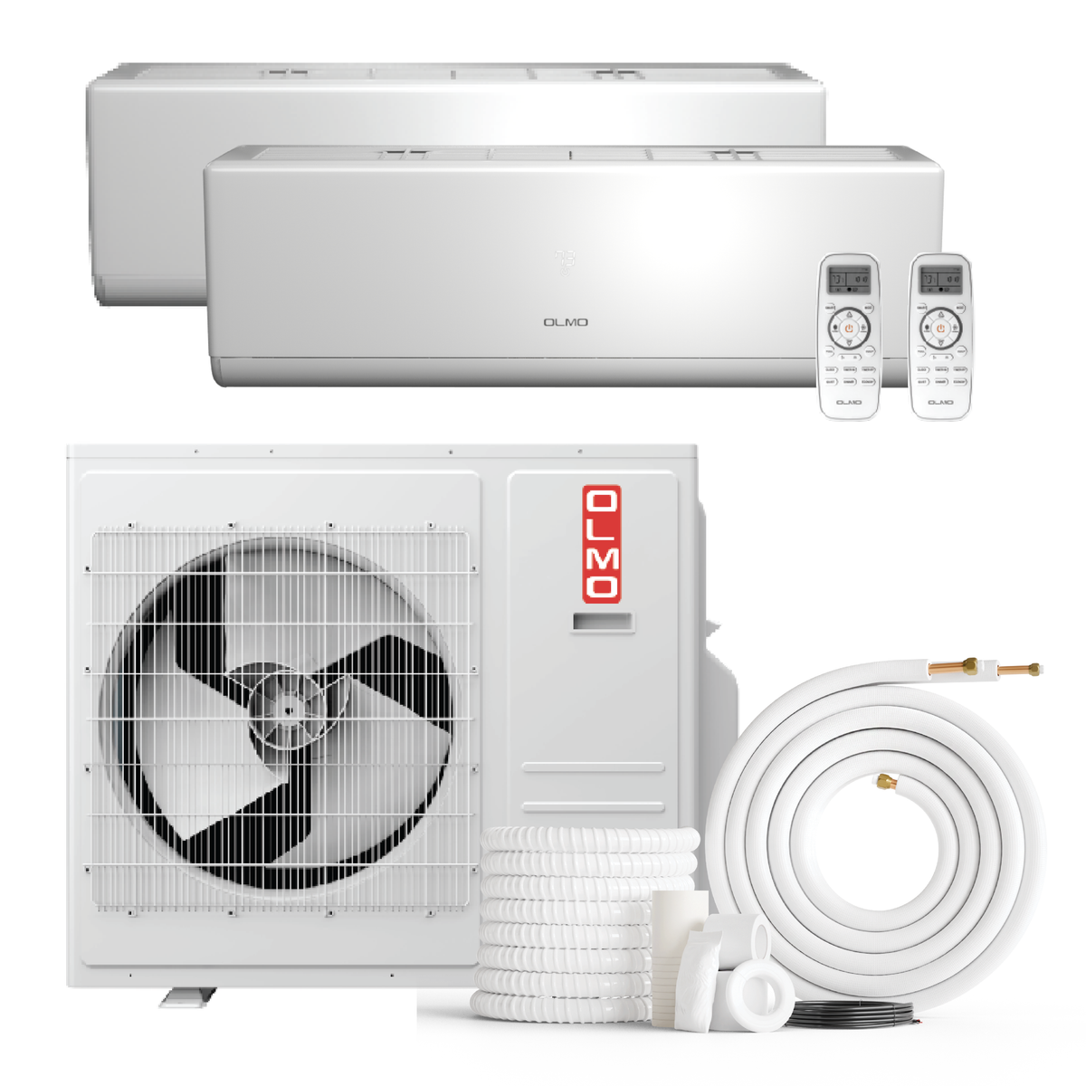 Olmo Sierra 2-Zone Ductless Mini Split AC & Heat Pump 27000 BTU (12K+12K), Wall Mount Units, 230V