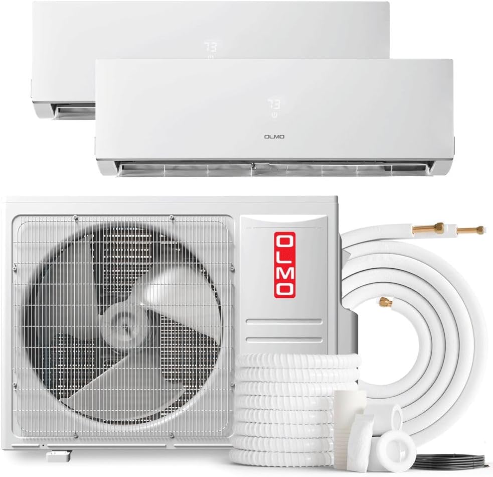 Olmo Sierra 2-Zone Ductless Mini Split AC & Heat Pump 24000 BTU (18K+18K), Wall Mount Units, 230V - R410A