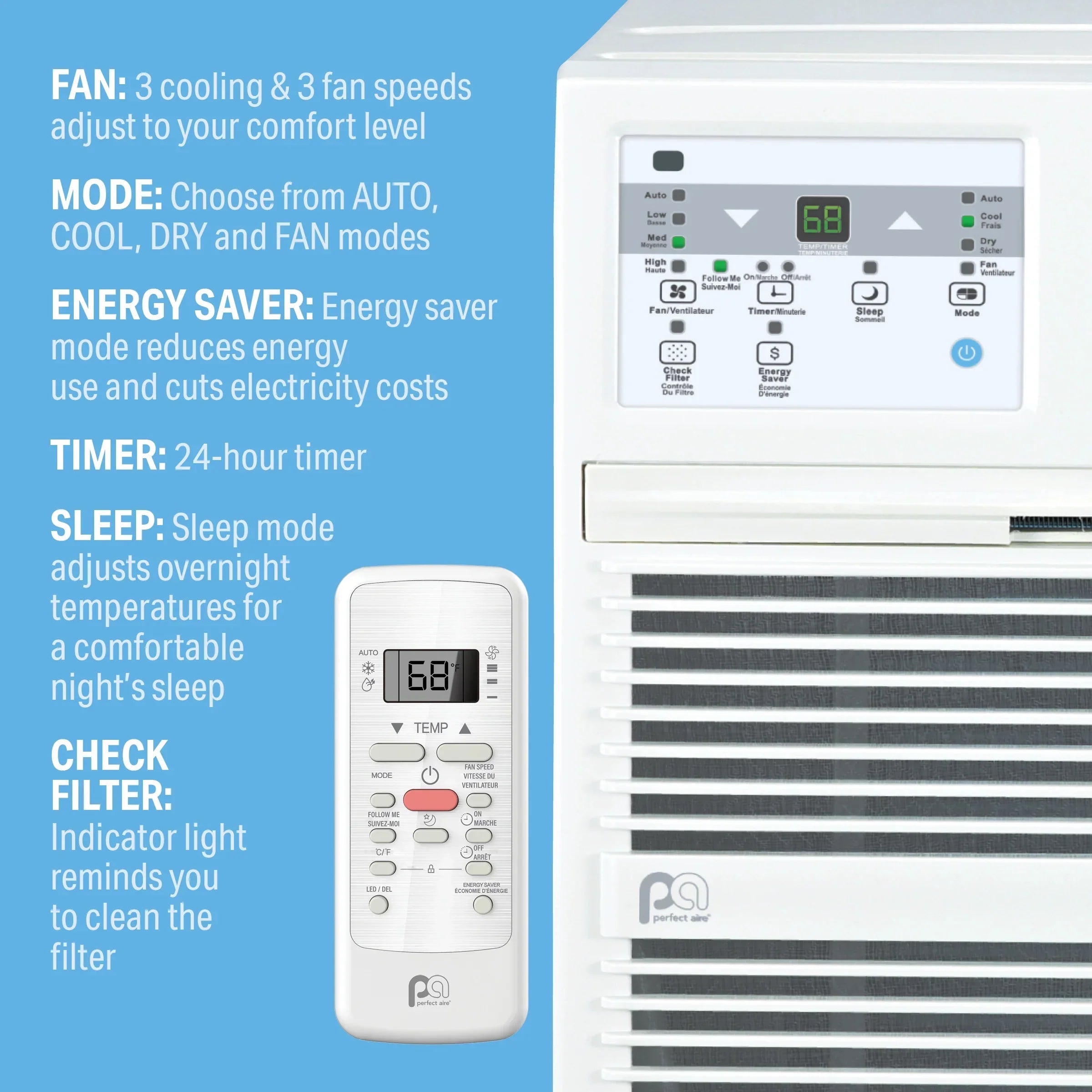 Perfect Aire 12,000 BTU Thru-the-Wall Air Conditioner 230V (R32), DOE