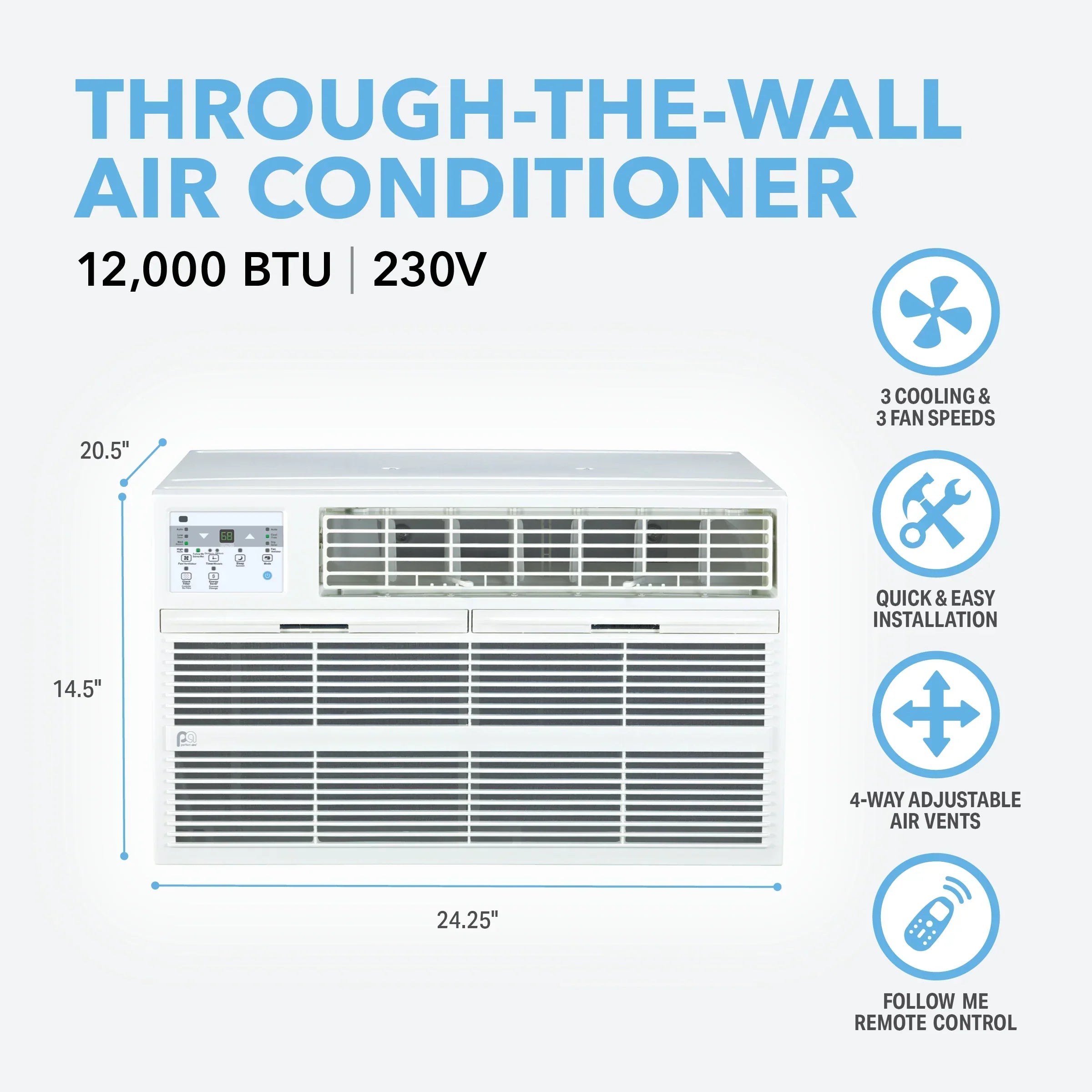 Perfect Aire 10,000 BTU Thru-the-Wall Air Conditioner 115V (R32), DOE