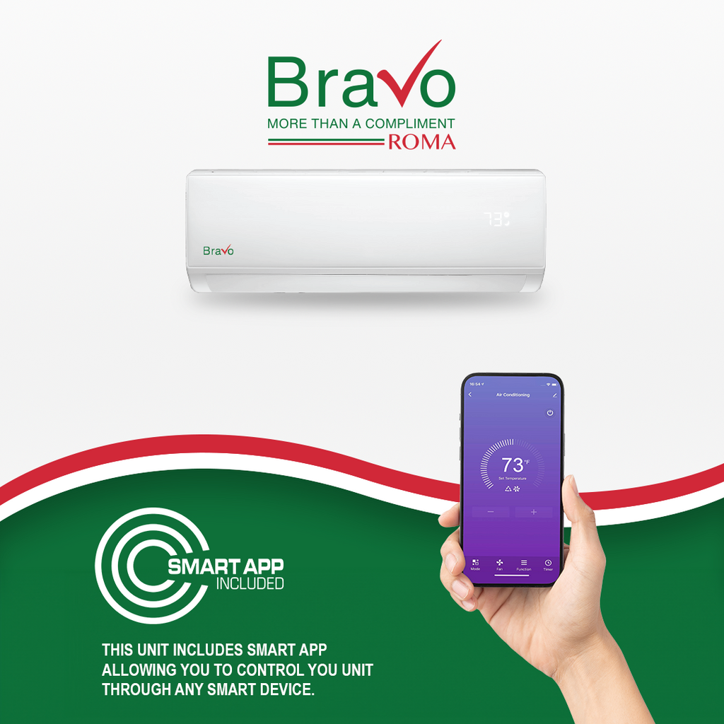 Bravo Roma Single Zone Wall Mount, 36,000 BTU (3 Ton) Mini Split AC and Heat Pump R32