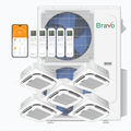 Bravo 5-Zone Ductless Mini Split AC & Heat Pump 42000 BTU (9K+9K+9K+12K+24K), Ceiling Cassettes Units, 230V