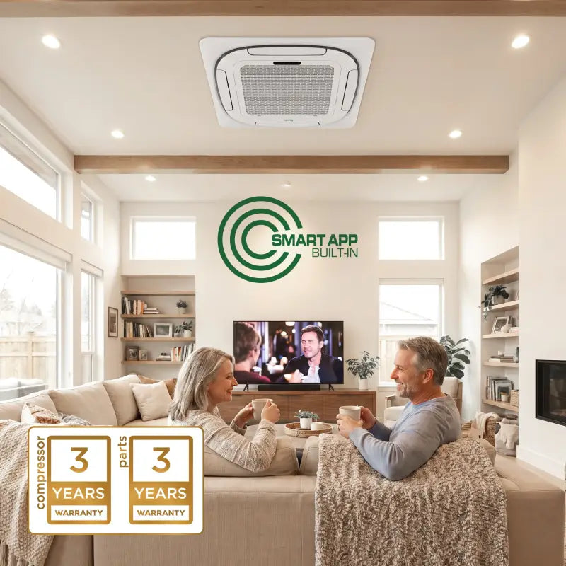 Bravo 12,000 BTU Pisa Series Up to 22.0 SEER2 Single Zone Ceiling Cassette Mini Split Heat Pump System w/ 16ft Installation Kit - R32 | 230V