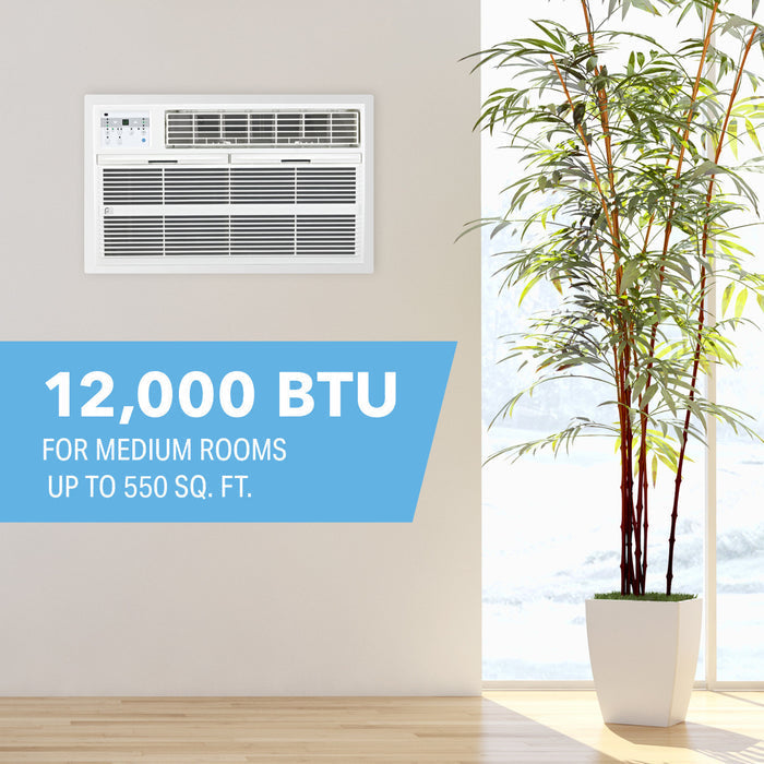 Perfect Aire 12,000 BTU 230V Through-the-Wall Air Conditioner with 10,600 BTU Electric Heater, Follow-Me Remote Control